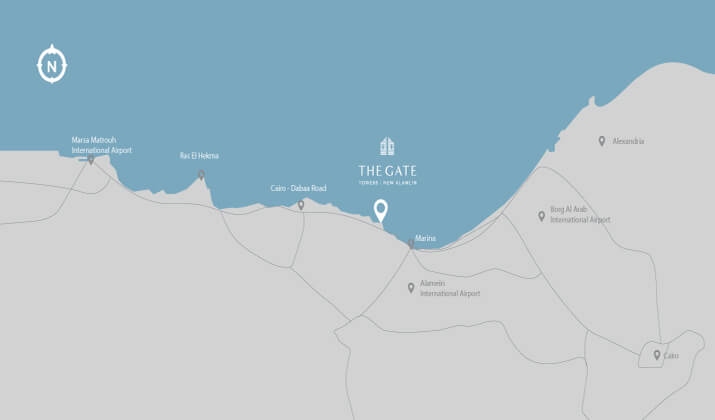 موقع-ابراج-ذا-جيت-العلمين-الجديدة-The-Gate-Towers-Alamein